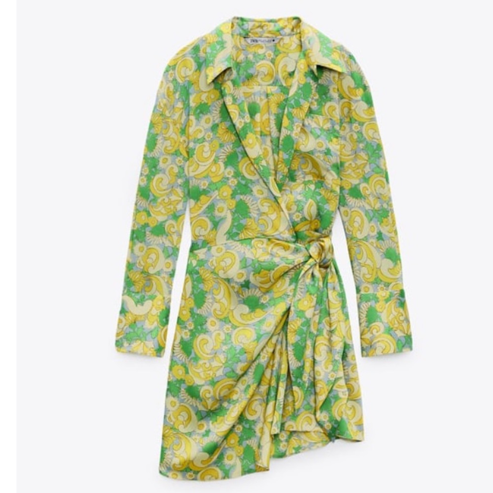 Zara print wrap dress with headband. Never worn with tags. Very short. Unlined.